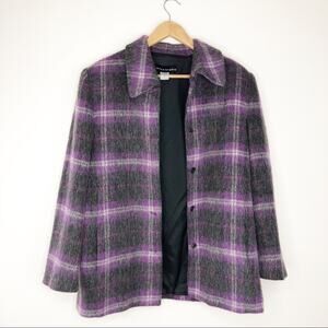 🌿 Wool & Mohair Purple Plaid Jacket